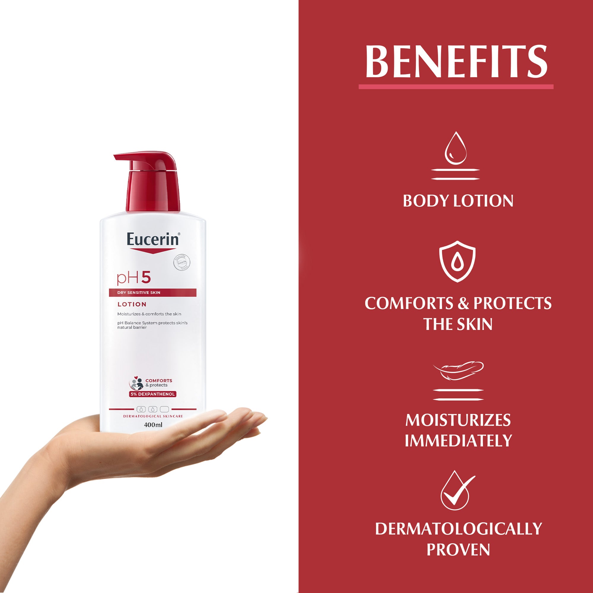 Eucerin pH5 Body Lotion with Dexpanthenol and Hyaluronic Acid, 400ml