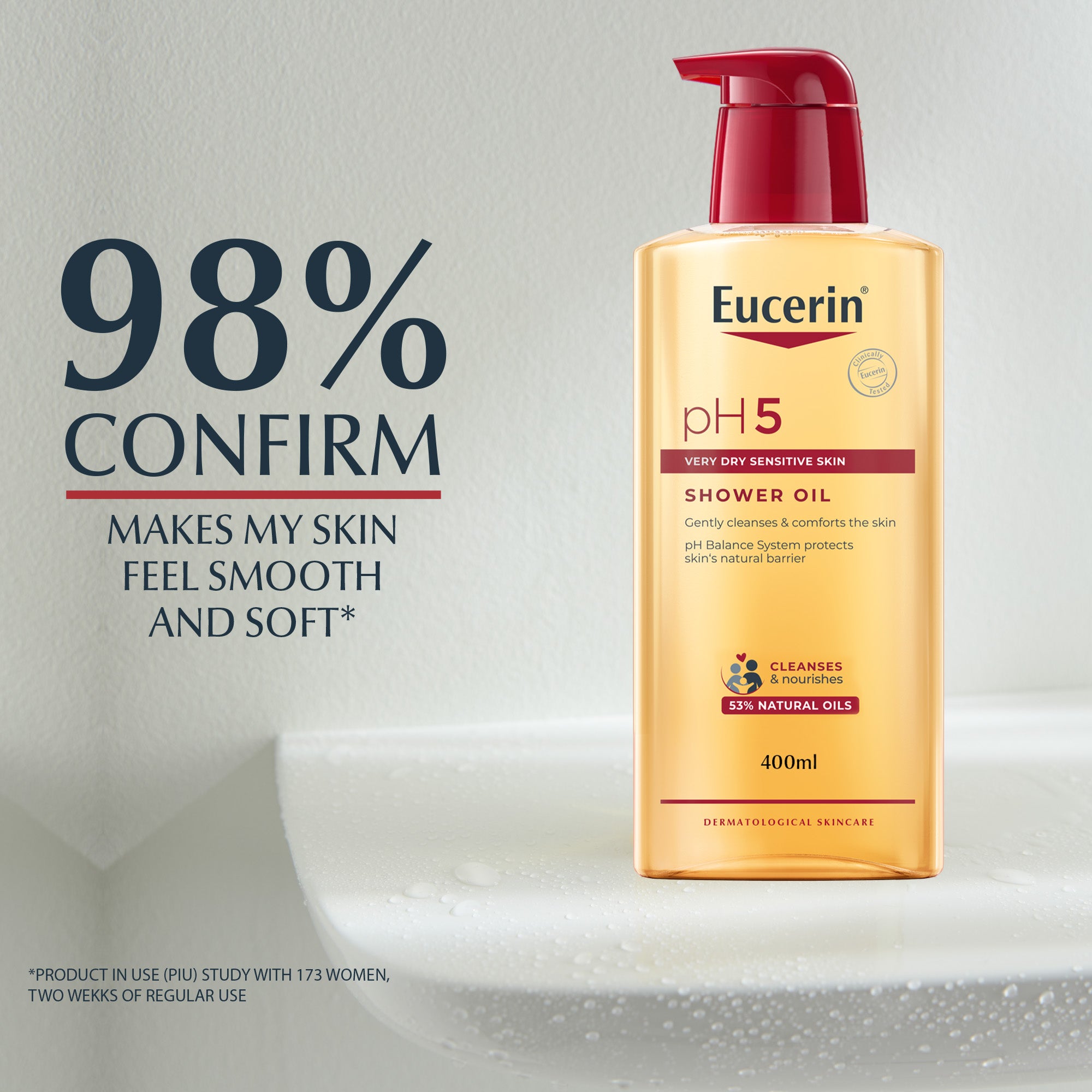 Eucerin pH5 Shower Oil Daily Body Cleanser with Natural Caring Oil, 400ml
