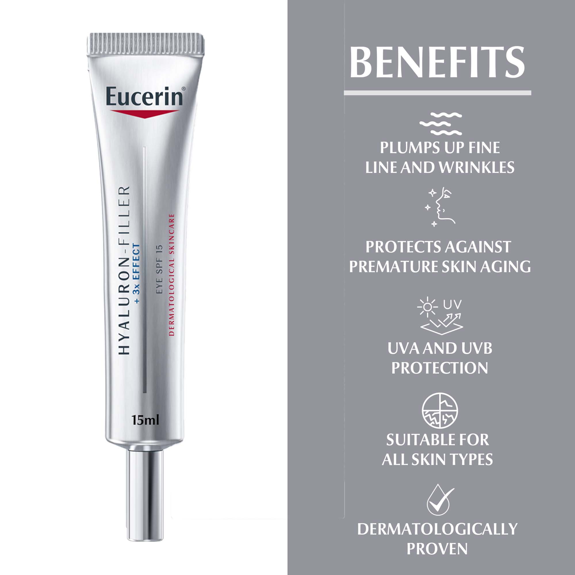 Eucerin Hyaluron Filler Anti-Aging Eye Cream with Hyaluronic Acid, 15ml