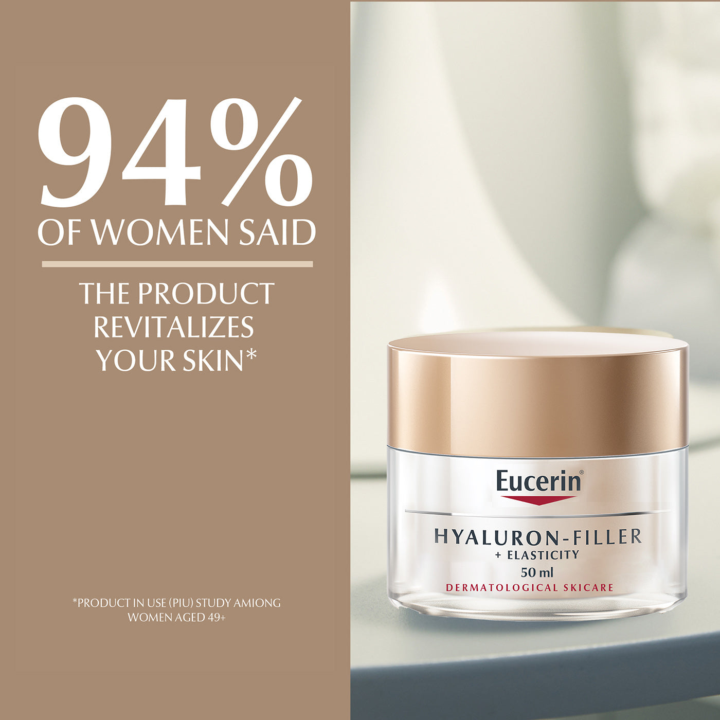 Eucerin Hyaluron Filler + Elasticity Anti-Aging Face Night Cream with Hyaluronic Acid & Collagen for Radiant Skin, 50ml