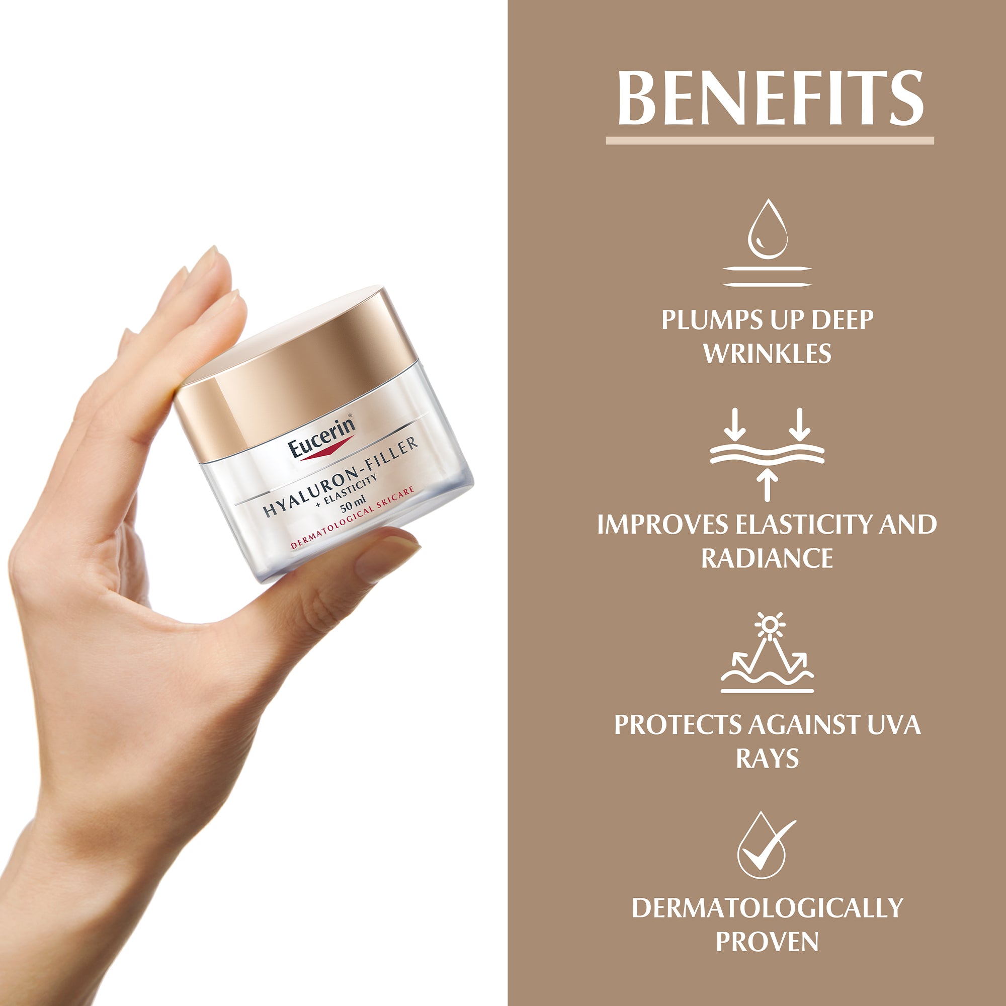 Eucerin Hyaluron Filler + Elasticity Anti-Aging Face Night Cream with Hyaluronic Acid & Collagen for Radiant Skin, 50ml