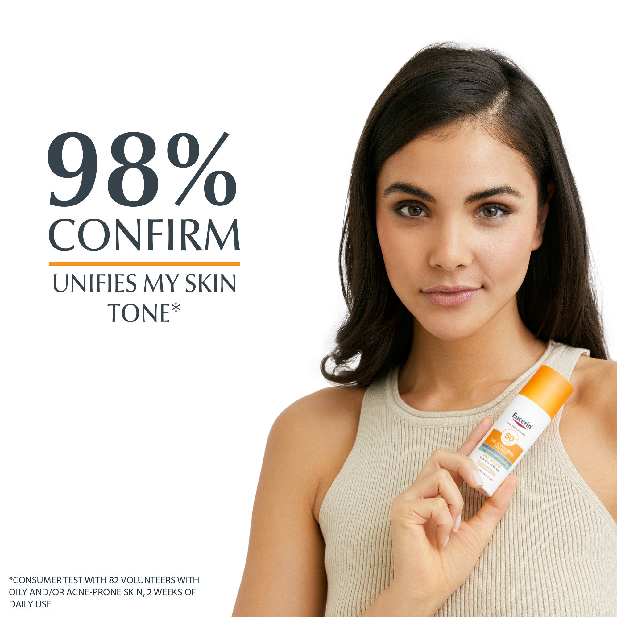 Eucerin Face Sunscreen Oil Control Tinted Gel-Cream Dry Touch, High UVA/UVB Protection, SPF 50+, 50ml