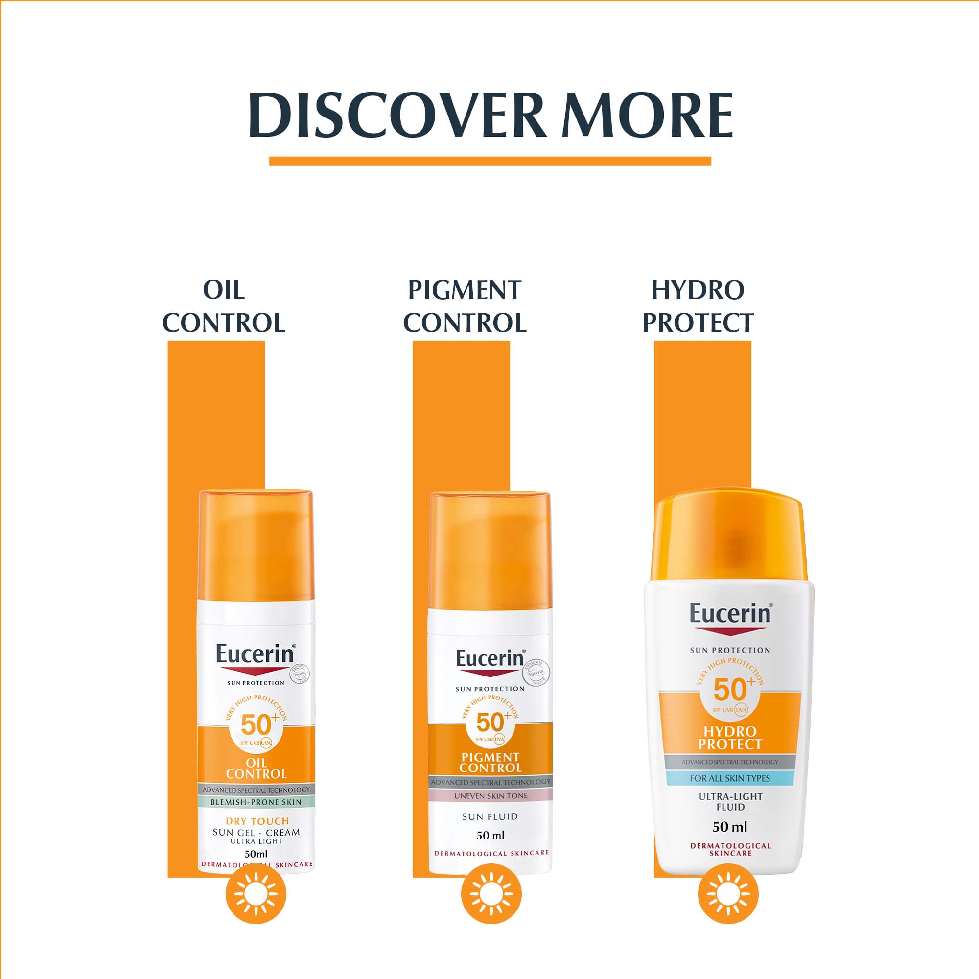 Eucerin Face Sunscreen Oil Control Tinted Gel-Cream Dry Touch, High UVA/UVB Protection, SPF 50+, 50ml