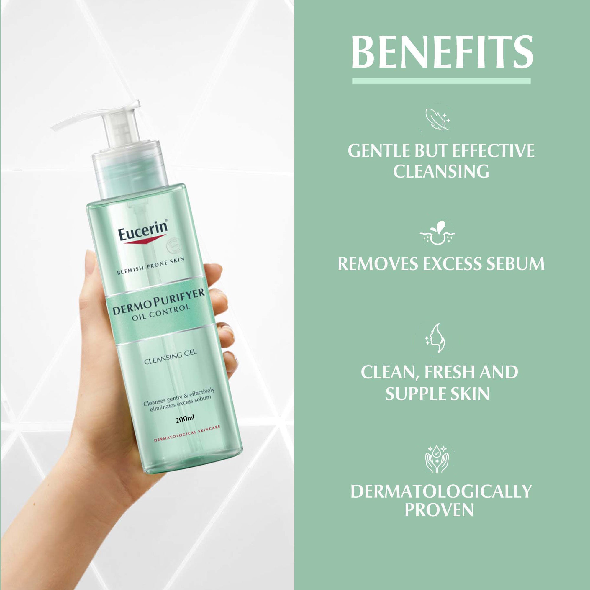 Eucerin DermoPurifyer Oil Control Face Cleansing Gel for Blemish & Acne-Prone Skin, 200ml
