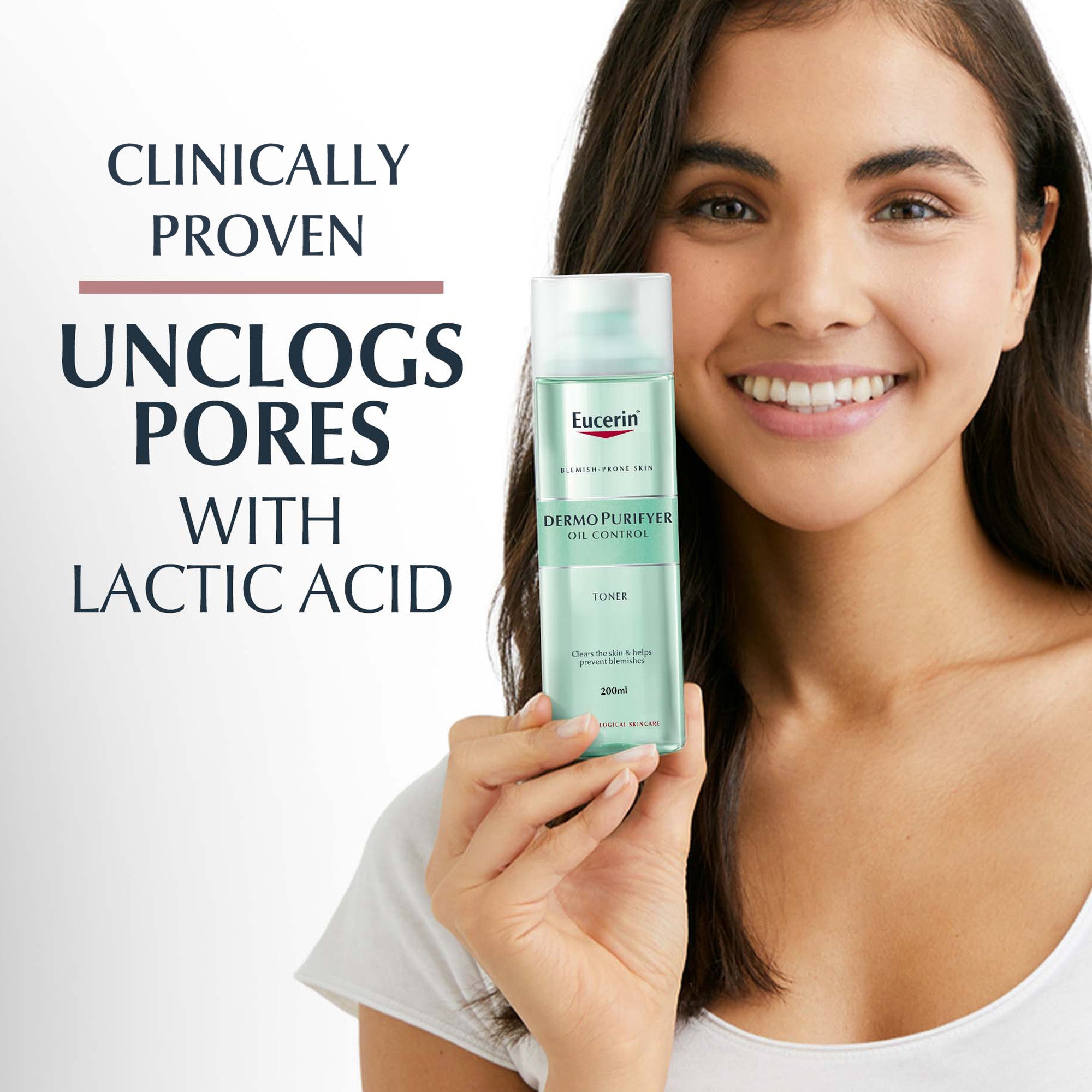 Eucerin DermoPurifyer Oil Control Facial Toner for Blemish & Acne-Prone Skin with Lactic Acid, 200ml