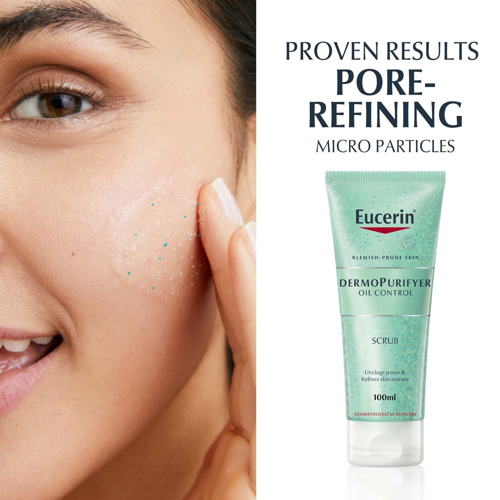 Eucerin DermoPurifyer Oil Control Facial Scrub for Blemish & Acne-Prone Skin with Lactic Acid, 100ml