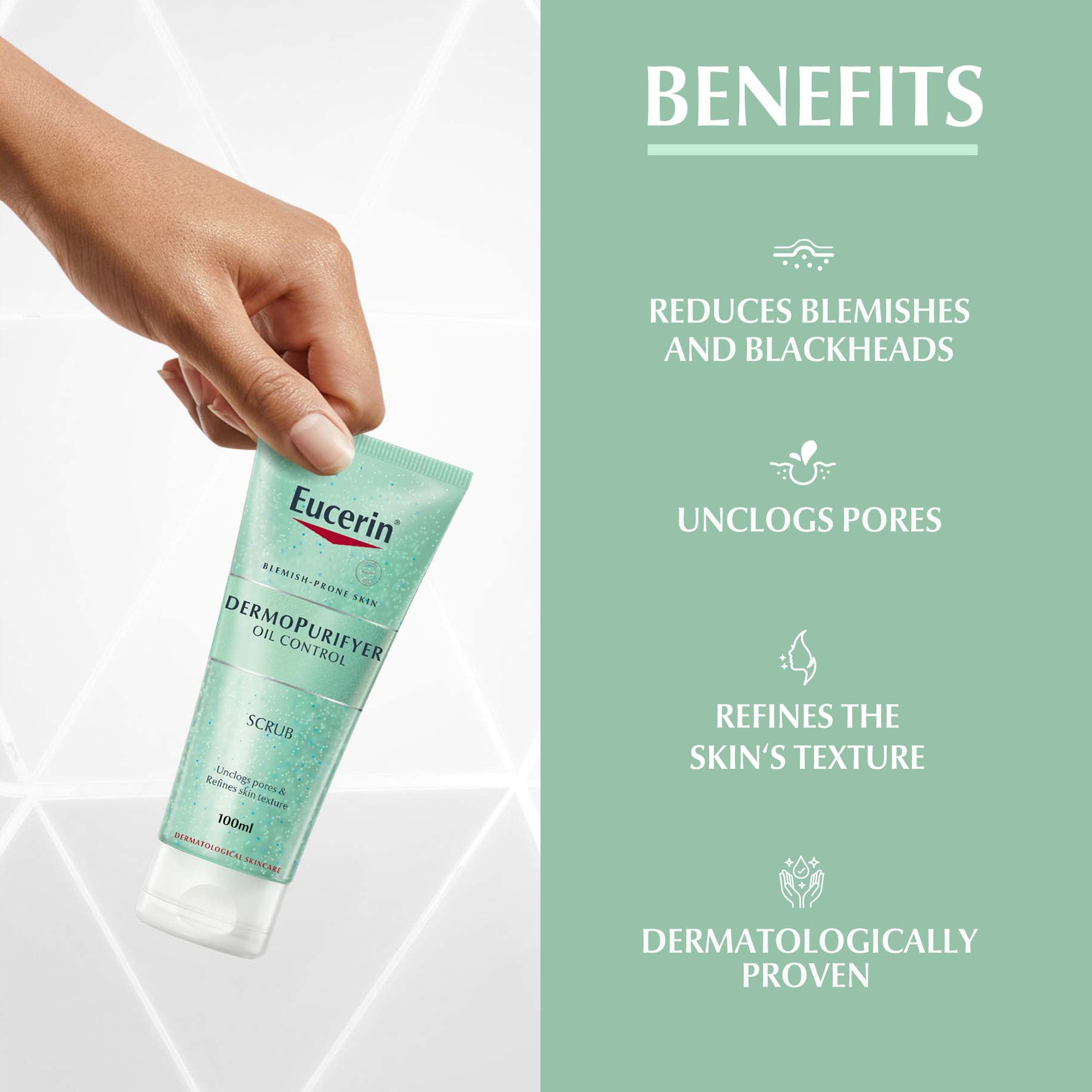Eucerin DermoPurifyer Oil Control Facial Scrub for Blemish & Acne-Prone Skin with Lactic Acid, 100ml