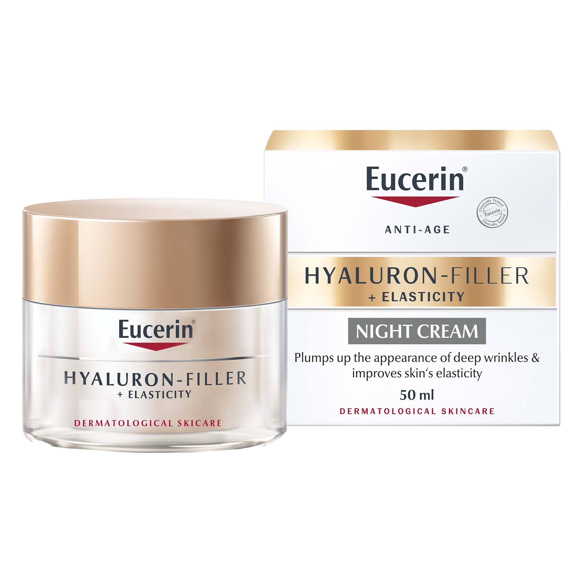 Eucerin Hyaluron Filler + Elasticity Anti-Aging Face Night Cream with Hyaluronic Acid & Collagen for Radiant Skin, 50ml