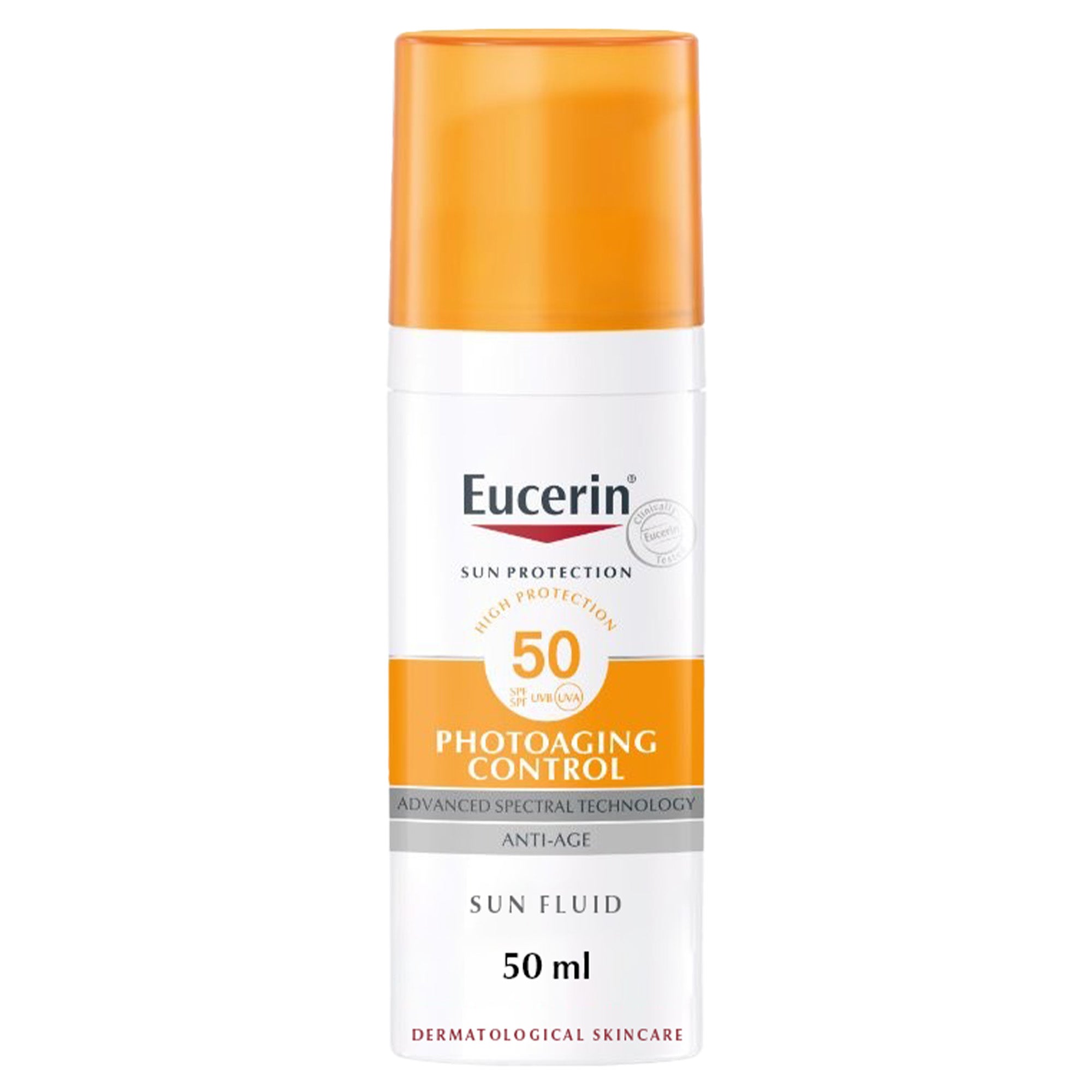 Eucerin Face Sunscreen Photoaging Control Anti-Age Sun Fluid, High UVA/UVB Protection, SPF 50, 50ml