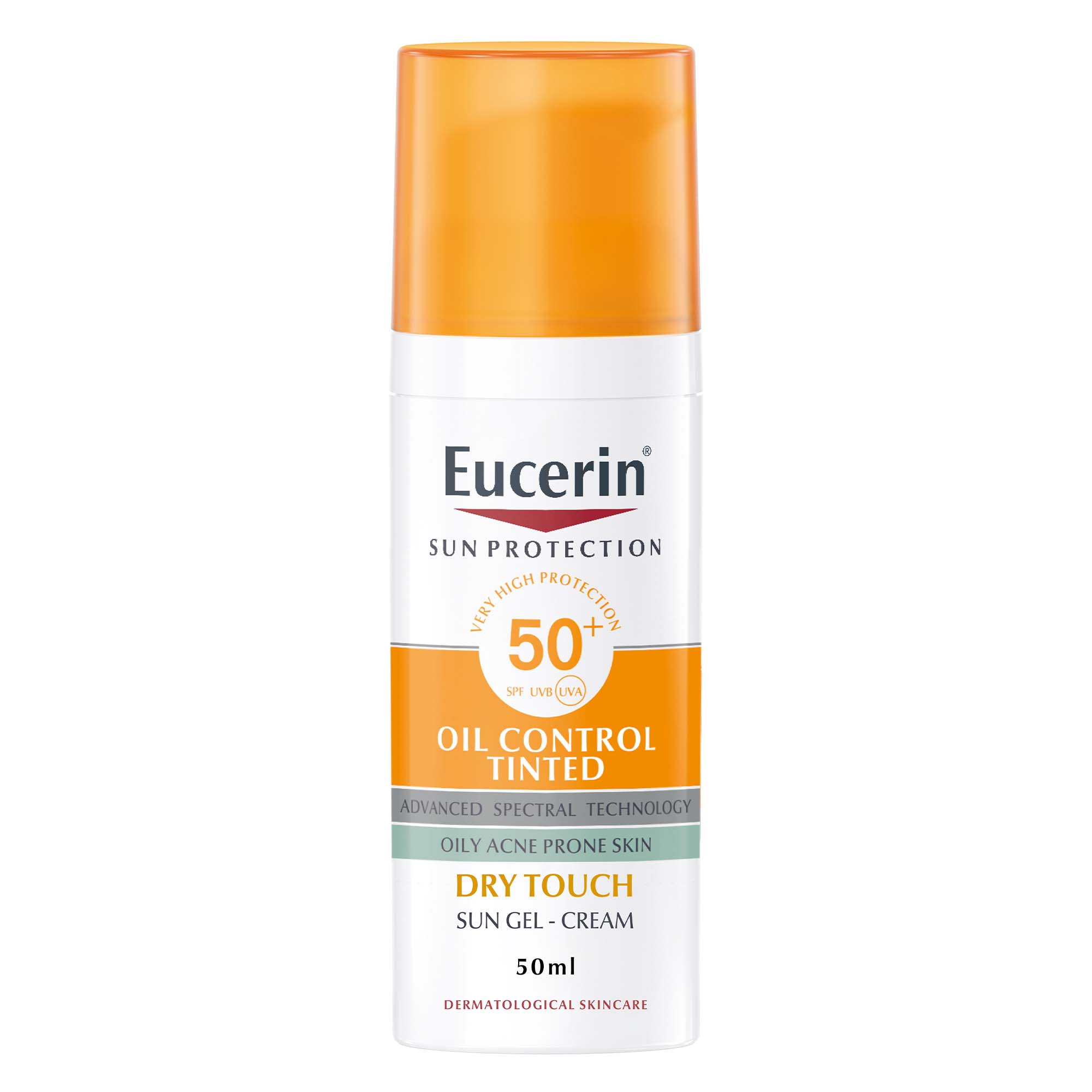 Eucerin Face Sunscreen Oil Control Tinted Gel-Cream Dry Touch, High UVA/UVB Protection, SPF 50+, 50ml