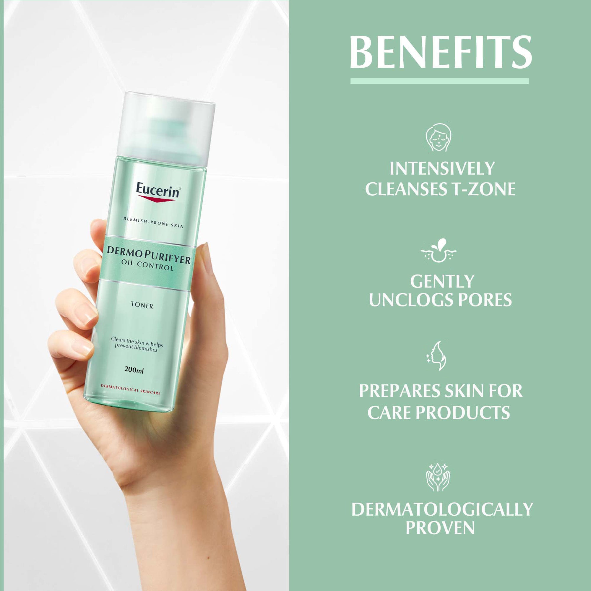 Eucerin DermoPurifyer Oil Control Facial Toner for Blemish & Acne-Prone Skin with Lactic Acid, 200ml