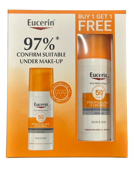 Eucerin Face DUO Sunscreen Photoaging Control Anti-Age Sun Fluid, High UVA/UVB Protection, SPF 50, 50ml